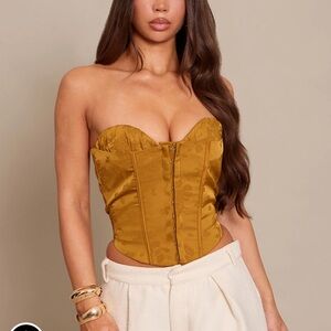Pretty Little Thing - Strapless Corset Top in Mustard